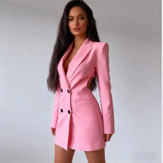 Glamorous Autumn Commuter Backless Double Breasted Blazers