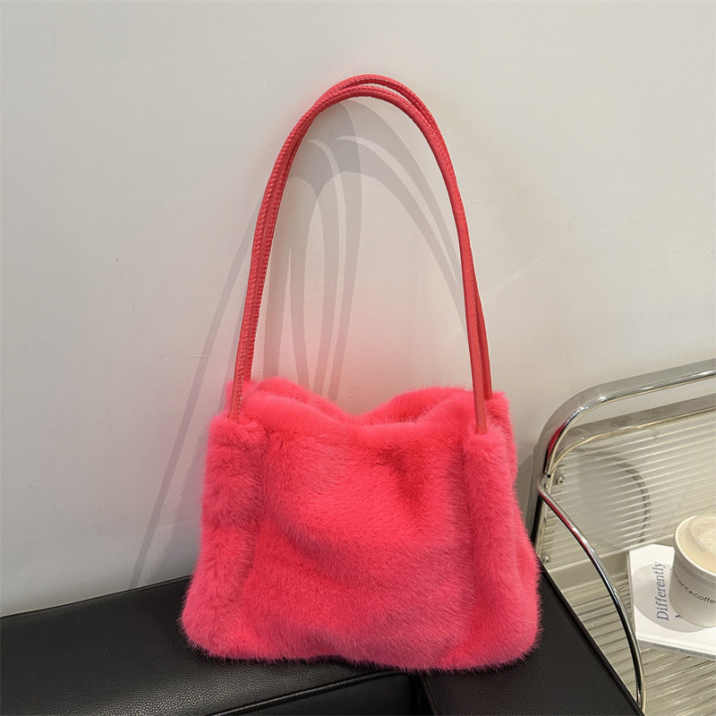 Women's Popular Plush Fur Furry Korean Armpit Bags