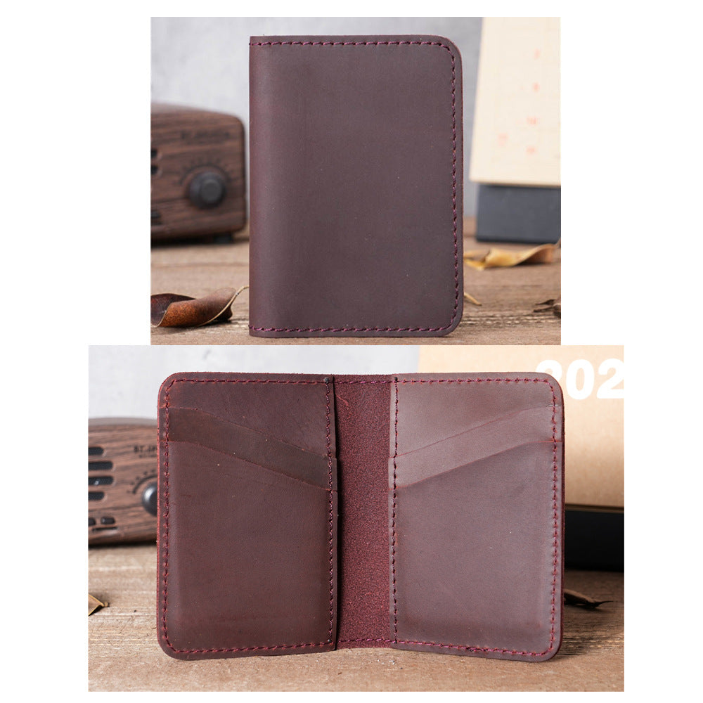 Women's & Men's First Layer Cowhide Crazy Horse Leather Genuine Card Holder