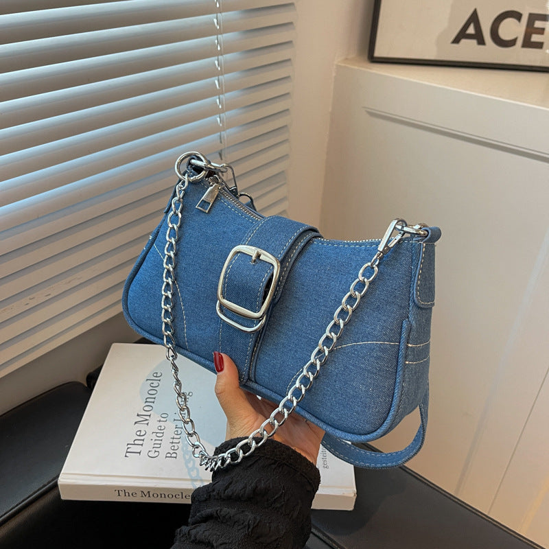 Women's Denim Underarm Fashionable Design Canvas Crossbody Bags