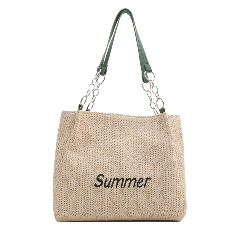 Women's Capacity Fashion Straw Letter Trendy Commuter Shoulder Bags