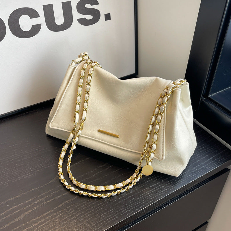Women's Large Capacity Retro Chain Commuter Texture Shoulder Bags