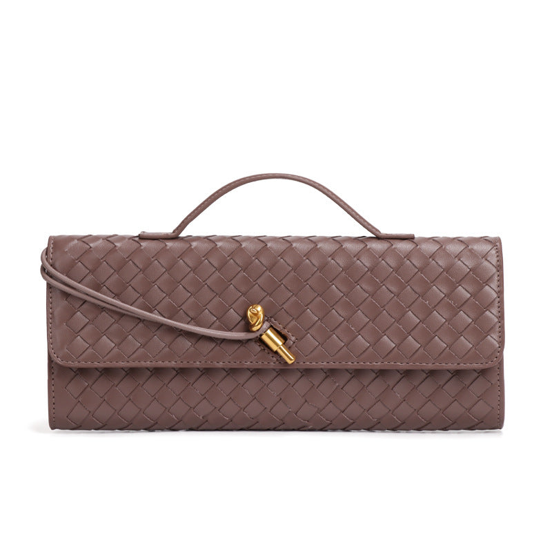 Trendy Woven Soft Leather Dinner Baguette Crossbody Bags