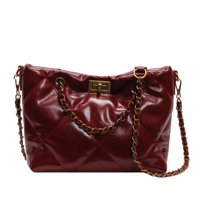 Women's High-grade Electroplated Chain Rhombic Design Trendy Armpit Bags