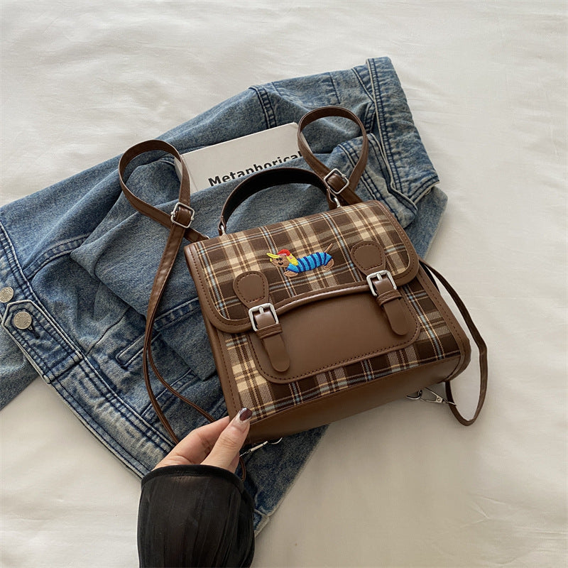 Style Checked Female Autumn Sausage Dog Backpacks