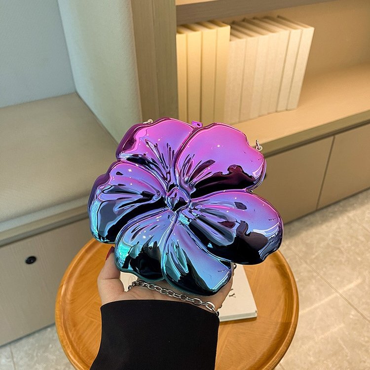 Women's Flower Mirror Plating Fresh Beautiful Disco Evening Bags