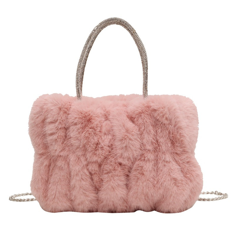 Women's Niche Plush Popular Chain Portable Fur Crossbody Bags
