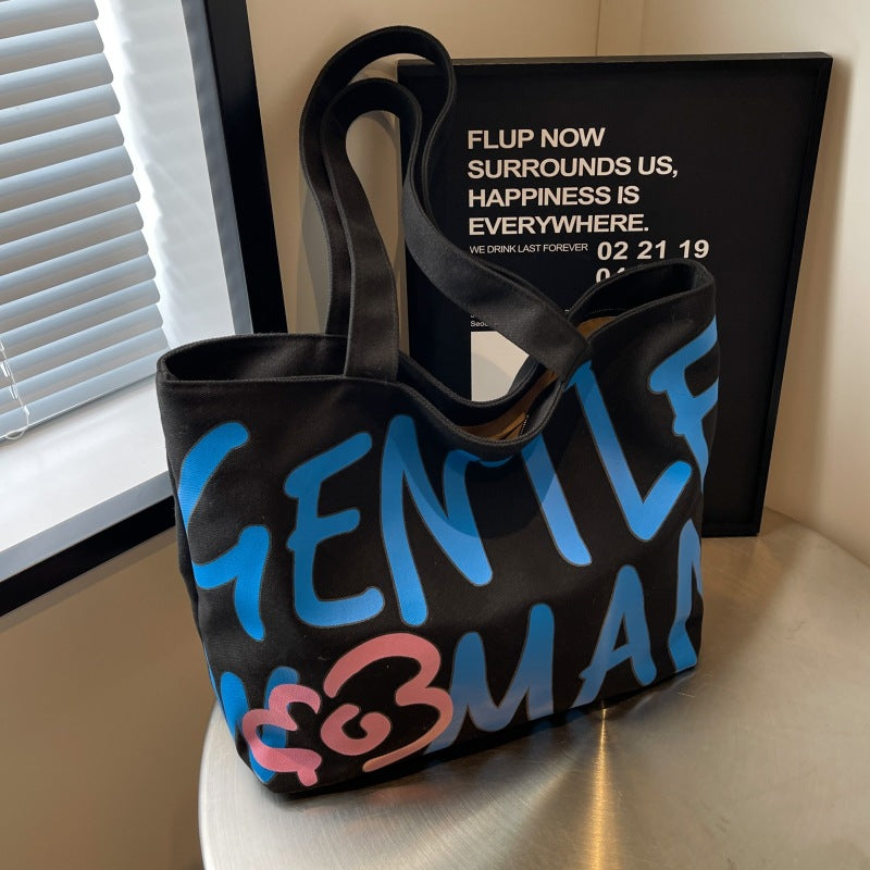 Women's Commuter Letters Canvas Large Capacity College Bags