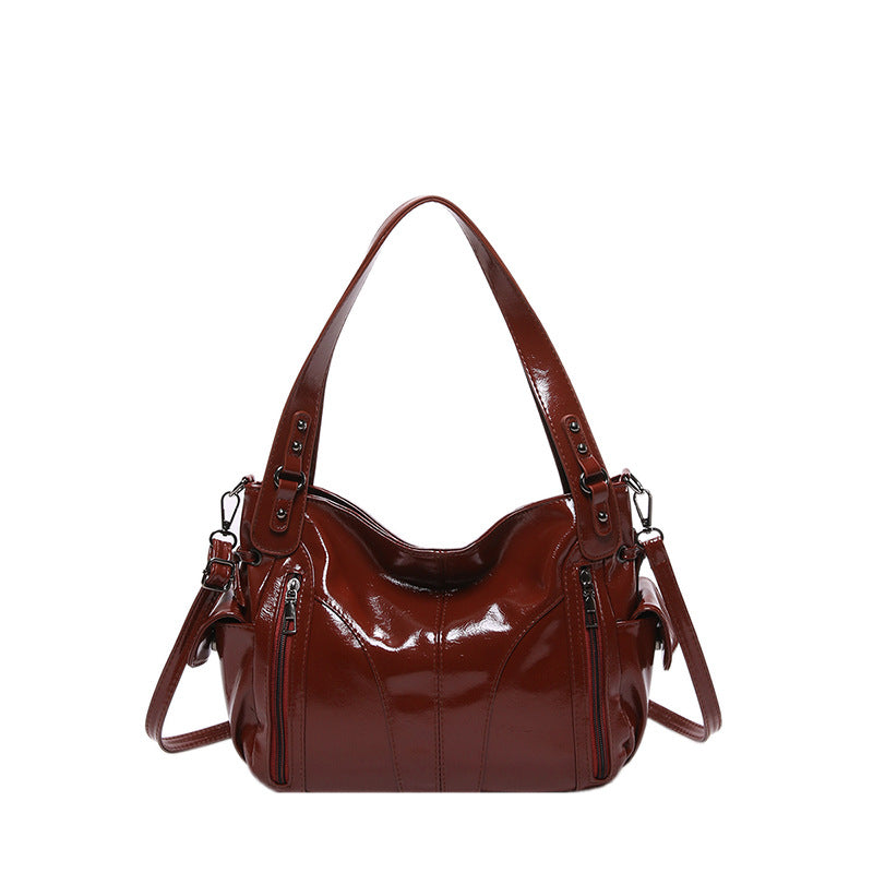 Women's Glossy Leisure Commute Textured Style Retro Shoulder Bags
