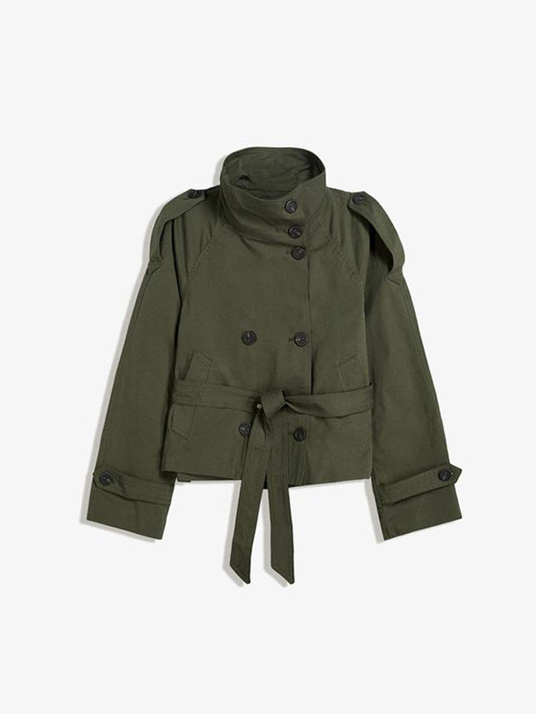 Retro Lapels Design Double Breasted Lace Up Coats