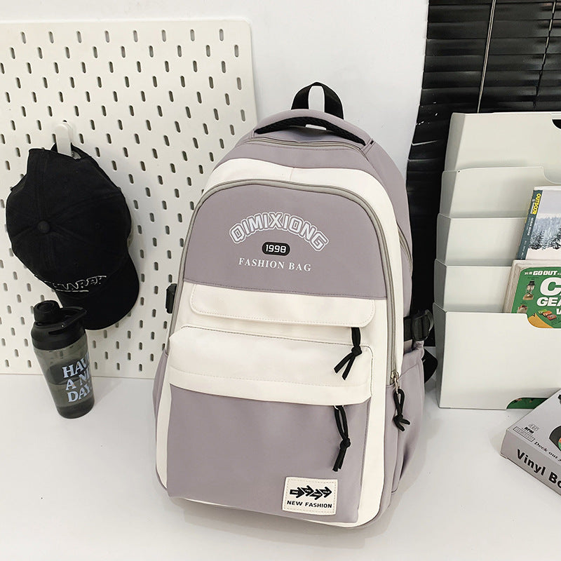 Women's & Men's & Contrast Color Large Capacity Female Junior Backpacks