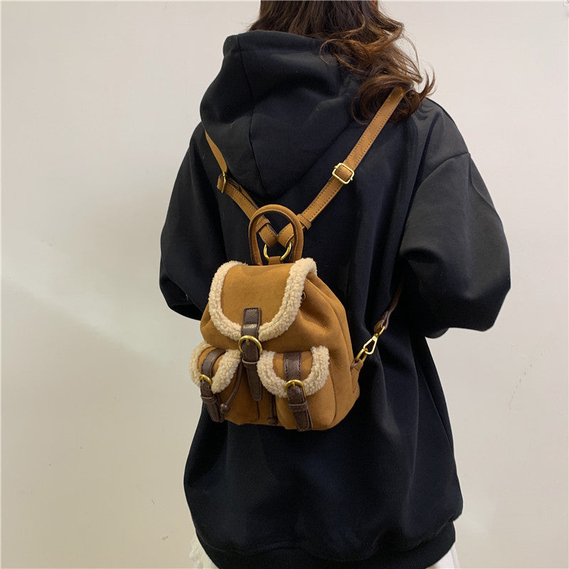 Women's Winter Plush Minority Fashion Retro High-grade Shoulder Bags