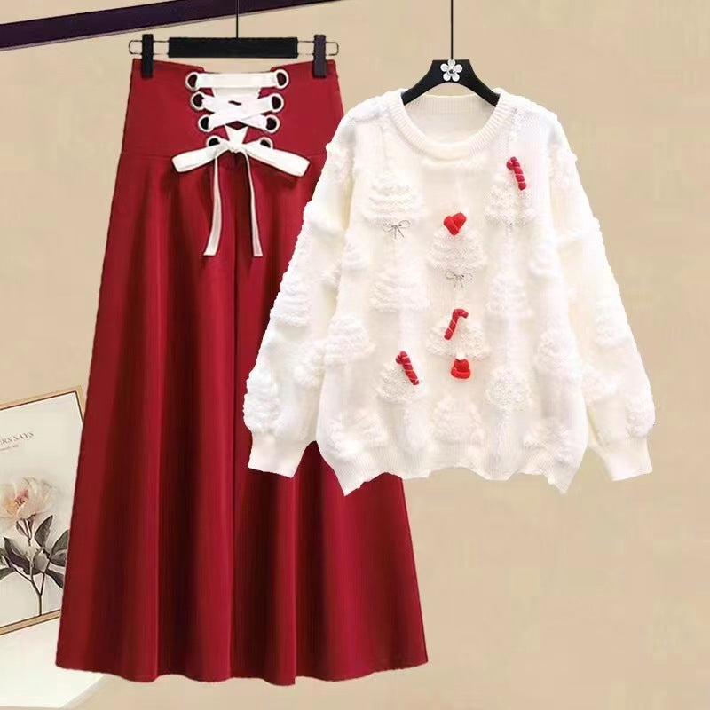 Women's Christmas Jacquard Bow Loose Lazy Style Sweaters