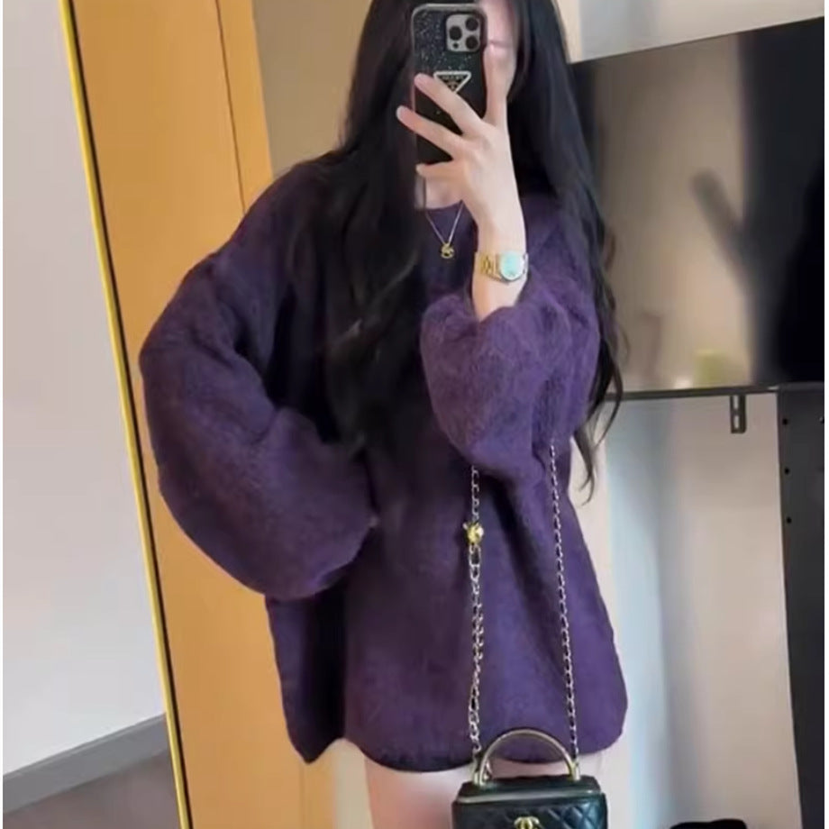Women's High-grade Purple Pullover Milk Soft Glutinous Sweaters