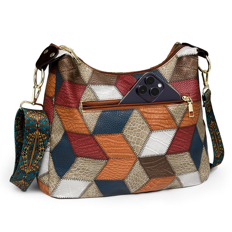 Women's Retro Mom Contrast Color Large Capacity Bags