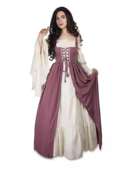 Women's Halloween Retro Court Two-piece Dress Medieval Dresses