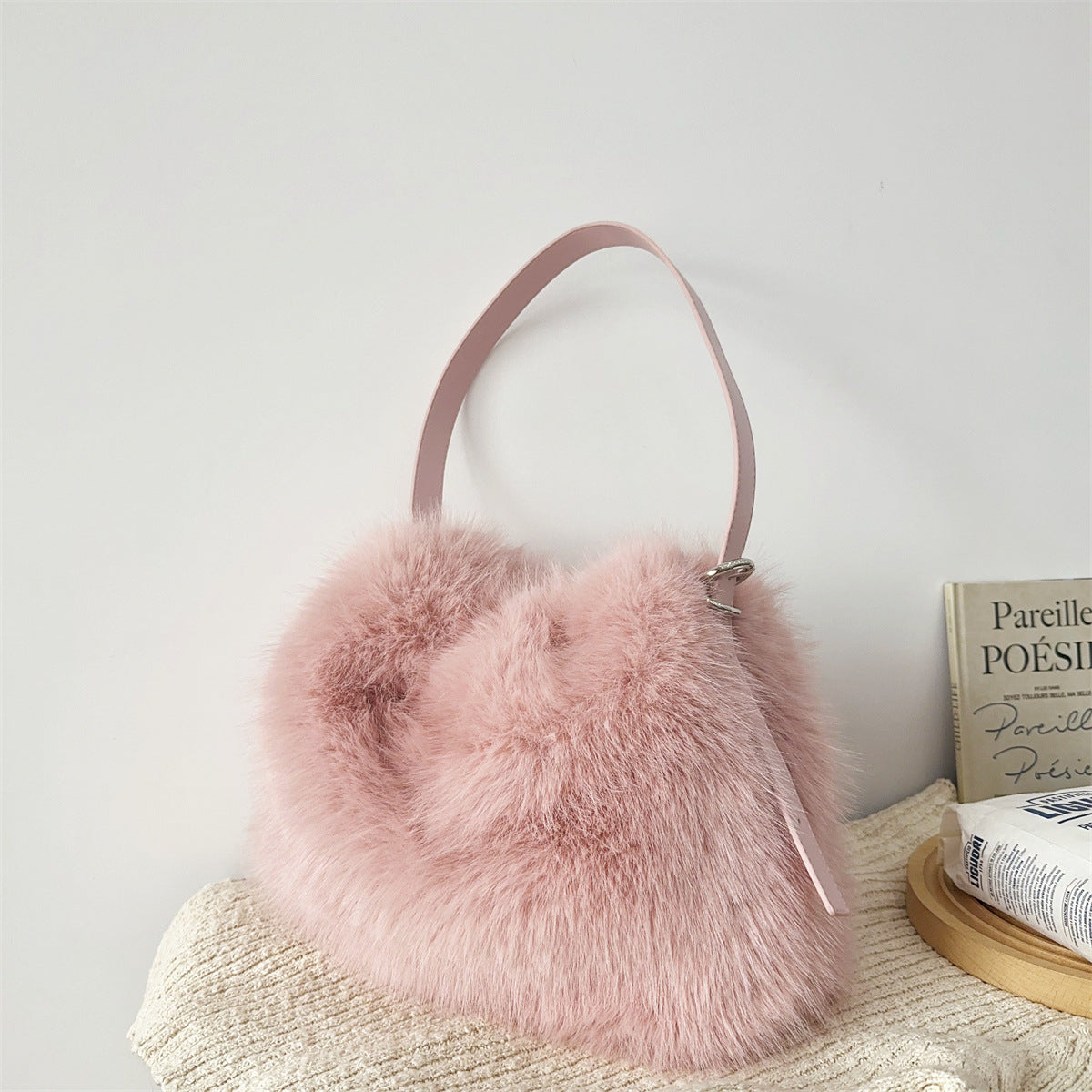 Fox Fur Large Capacity Plush Underarm Shoulder Bags