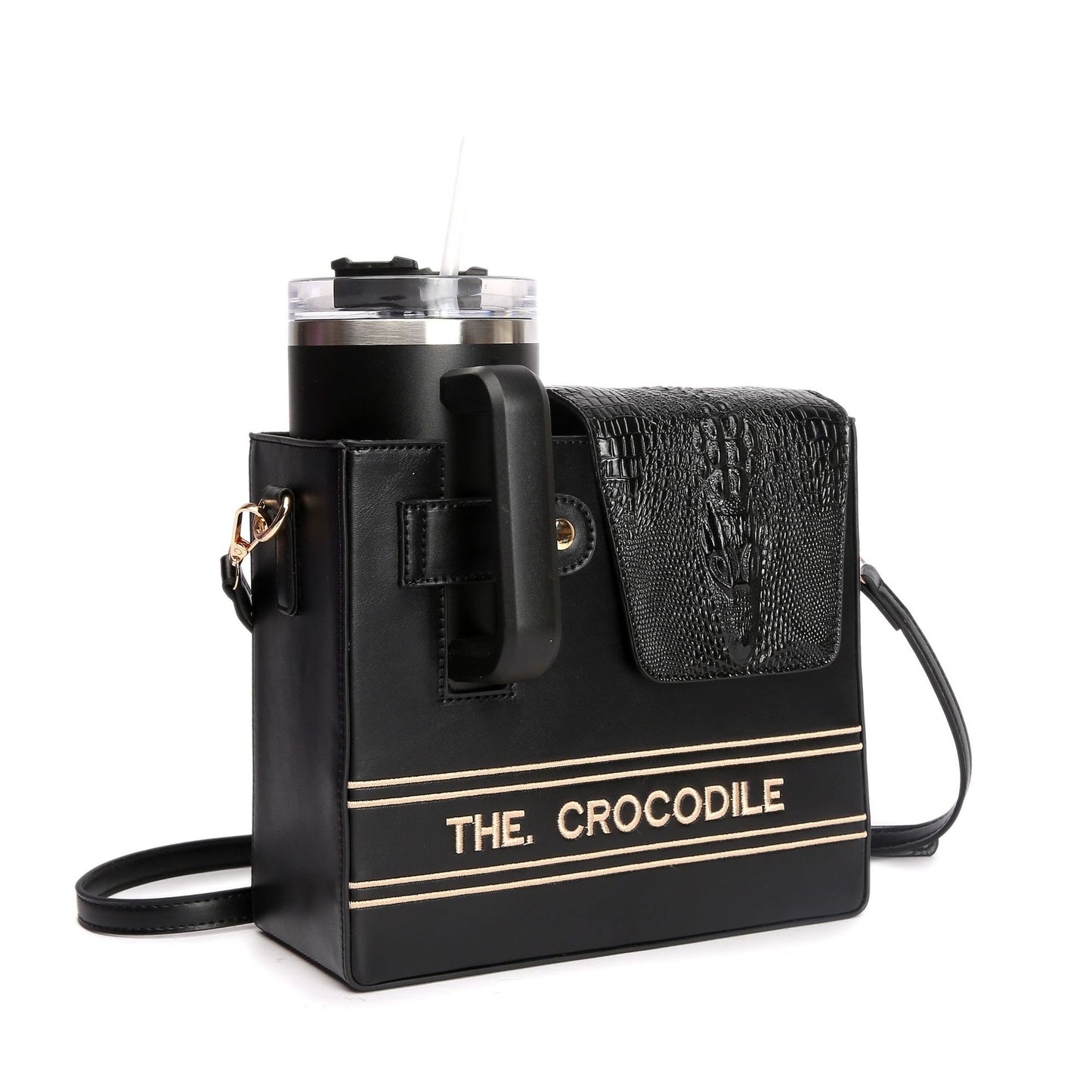 Crocodile Pattern Kettle Thermos Cup Beverage Crossbody Bags