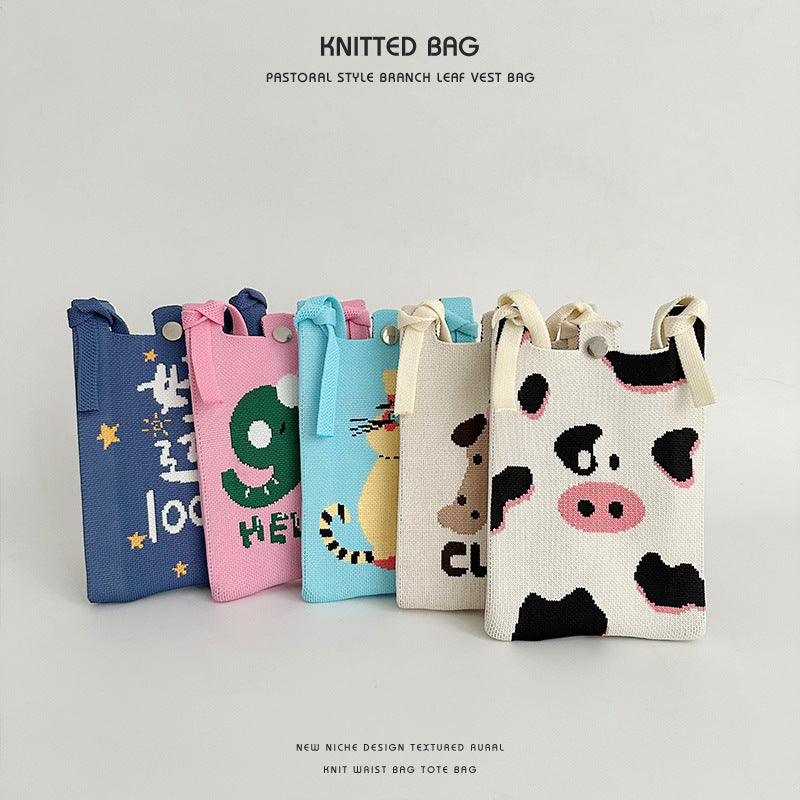 Women's Charming Mobile Detachable Strap Knitted Phone Bags