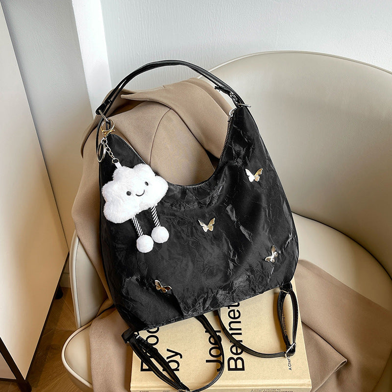 Soft Leather Large Capacity Butterfly Decorative Tote Bags