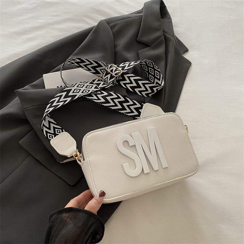Women's Textured Fashion Wide Strap Letter Trendy Crossbody Bags