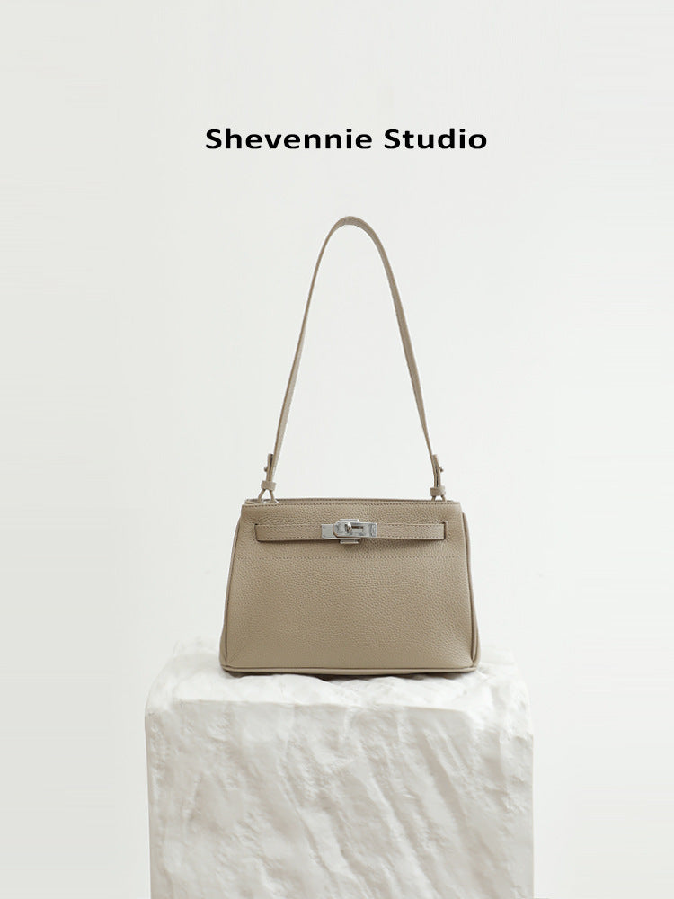 Women's Autumn First Layer Cowhide Simple Commute Armpit Bags