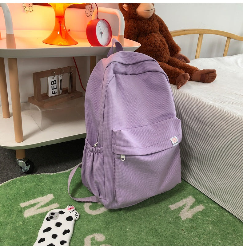 Soft Solid Color Large Capacity Female Backpacks