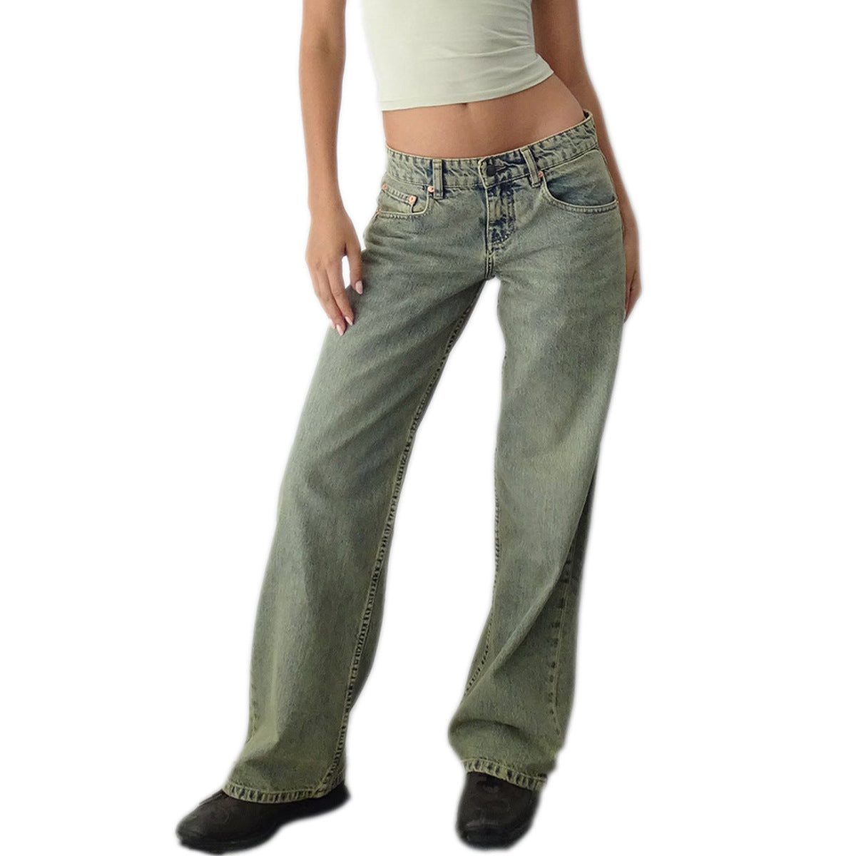 Women's High Quality Straight Slightly Flared Denim Jeans
