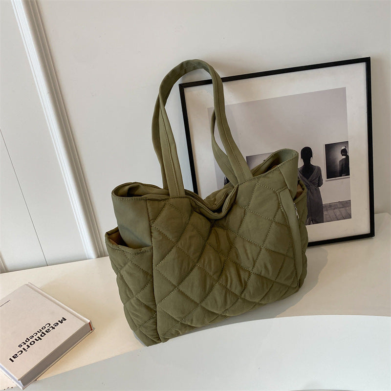 Rhombic Embroidery Clothes Texture Oxford Cloth Shoulder Bags