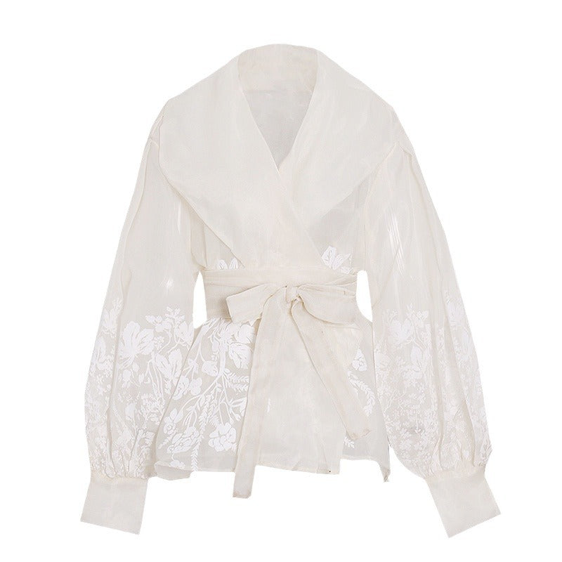 Women's Autumn Vintage Court Style Sexy Collar Blouses