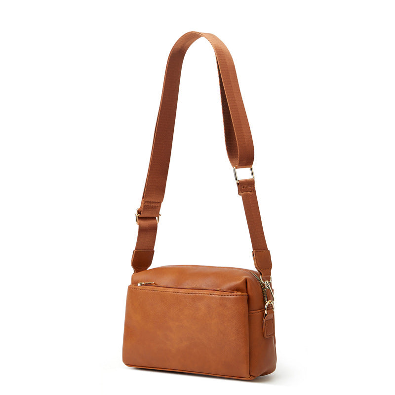 Women's Retro Solid Color Simple Oil Wax Small Square Bags