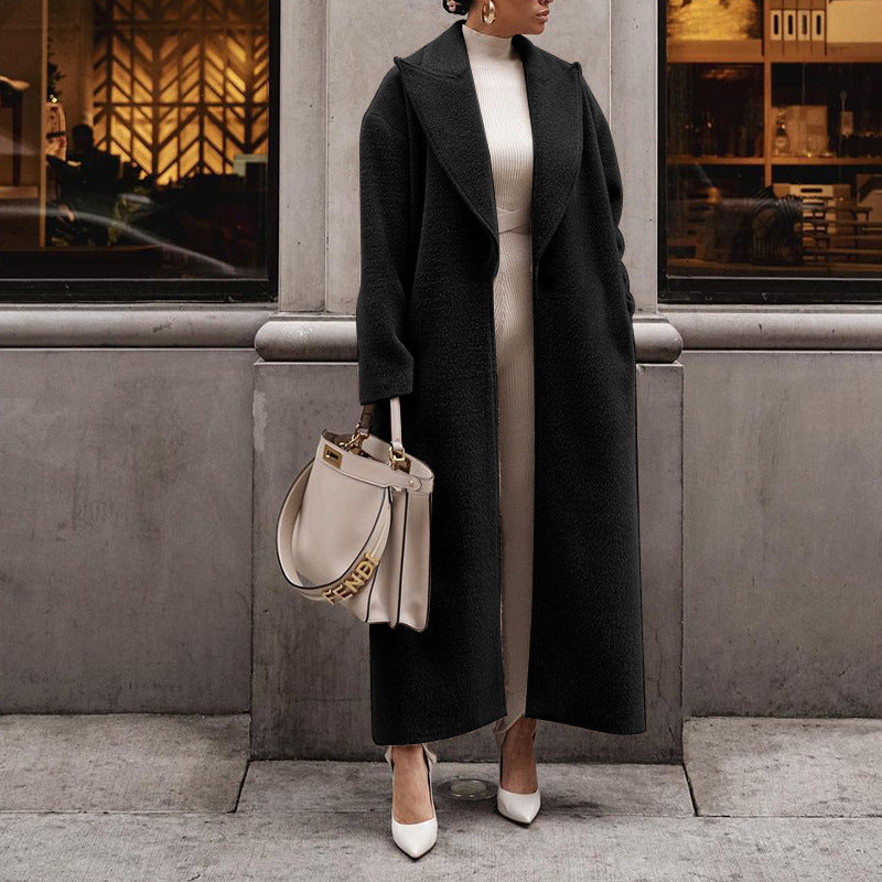 Women's Graceful Warm Long-sleeved Lapel Plush Tops