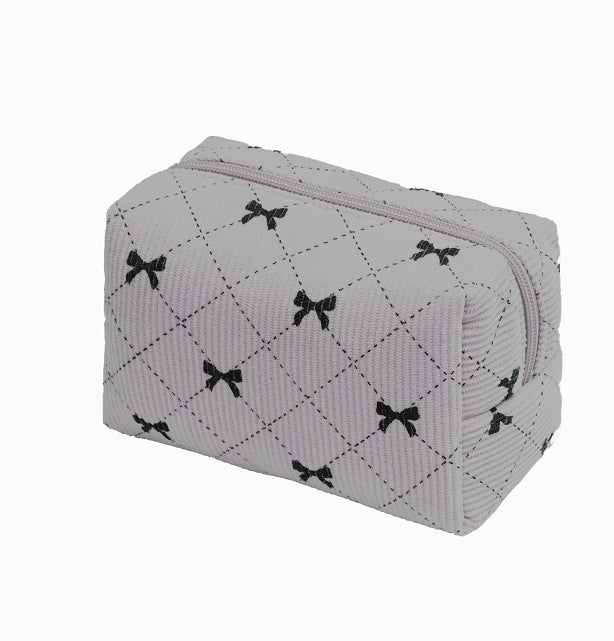 Corduroy Bow Large Capacity Multifunctional Portable Cosmetic Bags