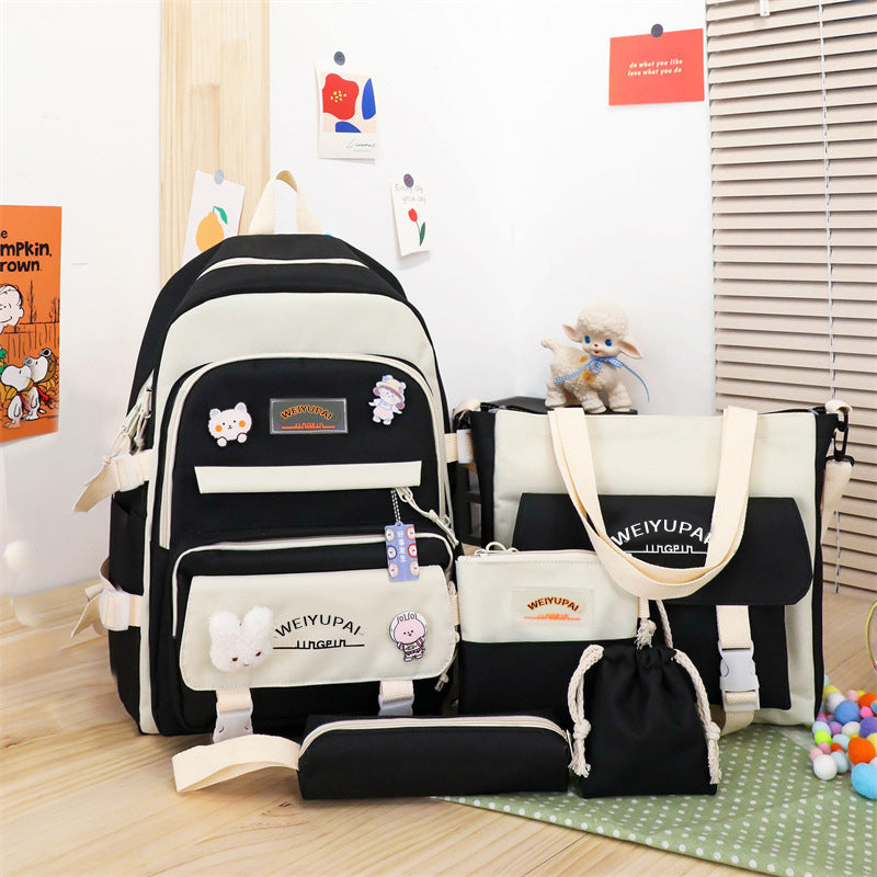 Women's Canvas Korean Fashion Letters Junior High Backpacks