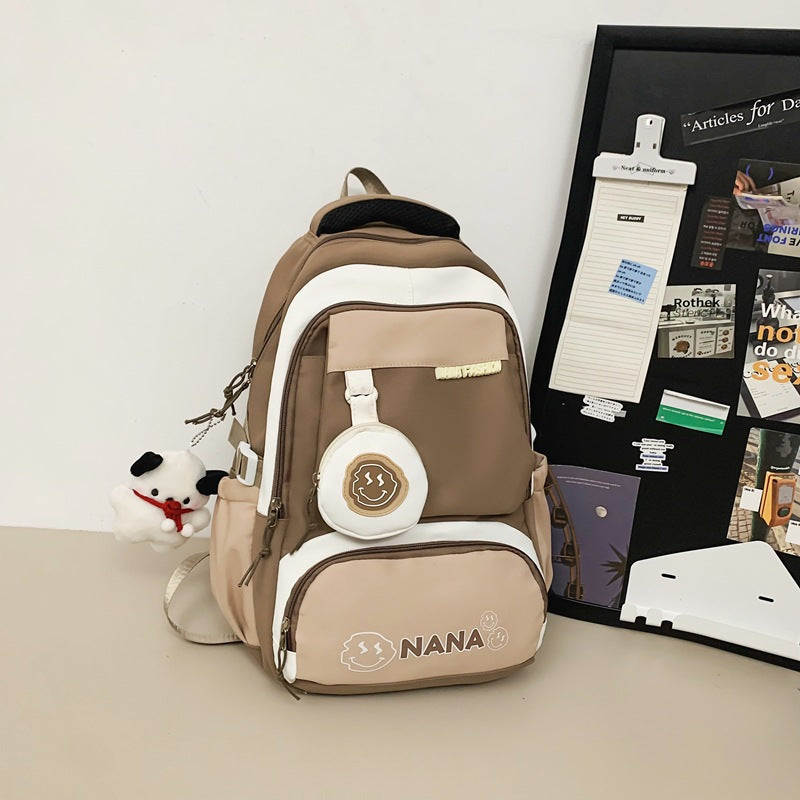 Women's Korean Patchwork Contrast Color Good-looking Large Backpacks