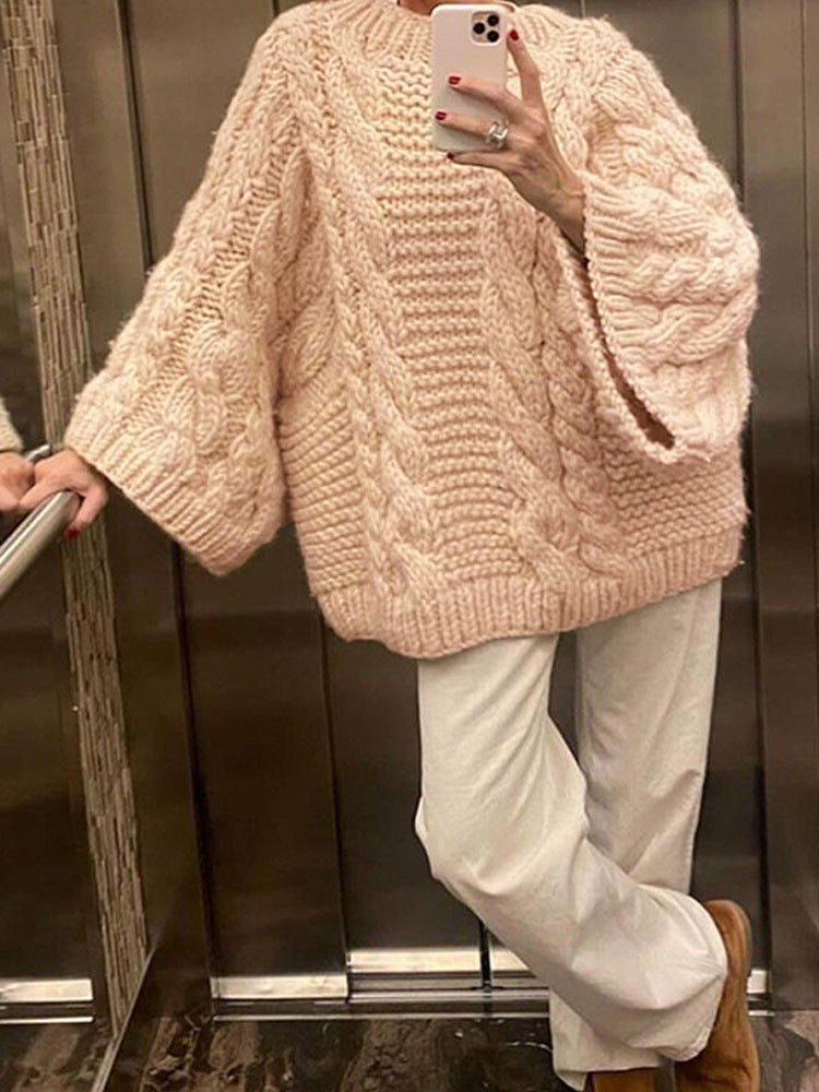 Women's Wide Sleeve Loose Idle Versatile Solid Tops