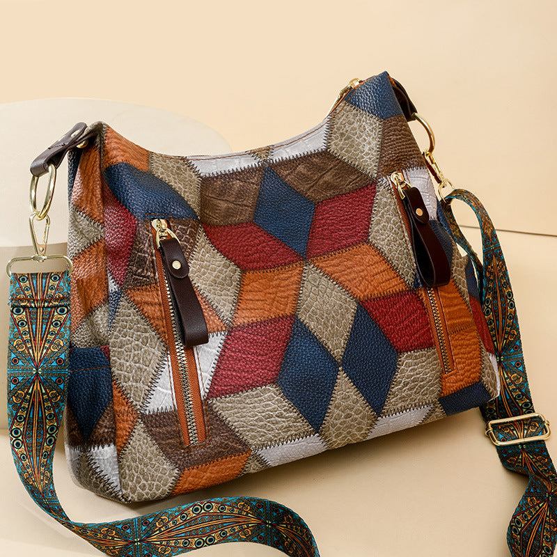 Women's Retro Mom Contrast Color Large Capacity Bags