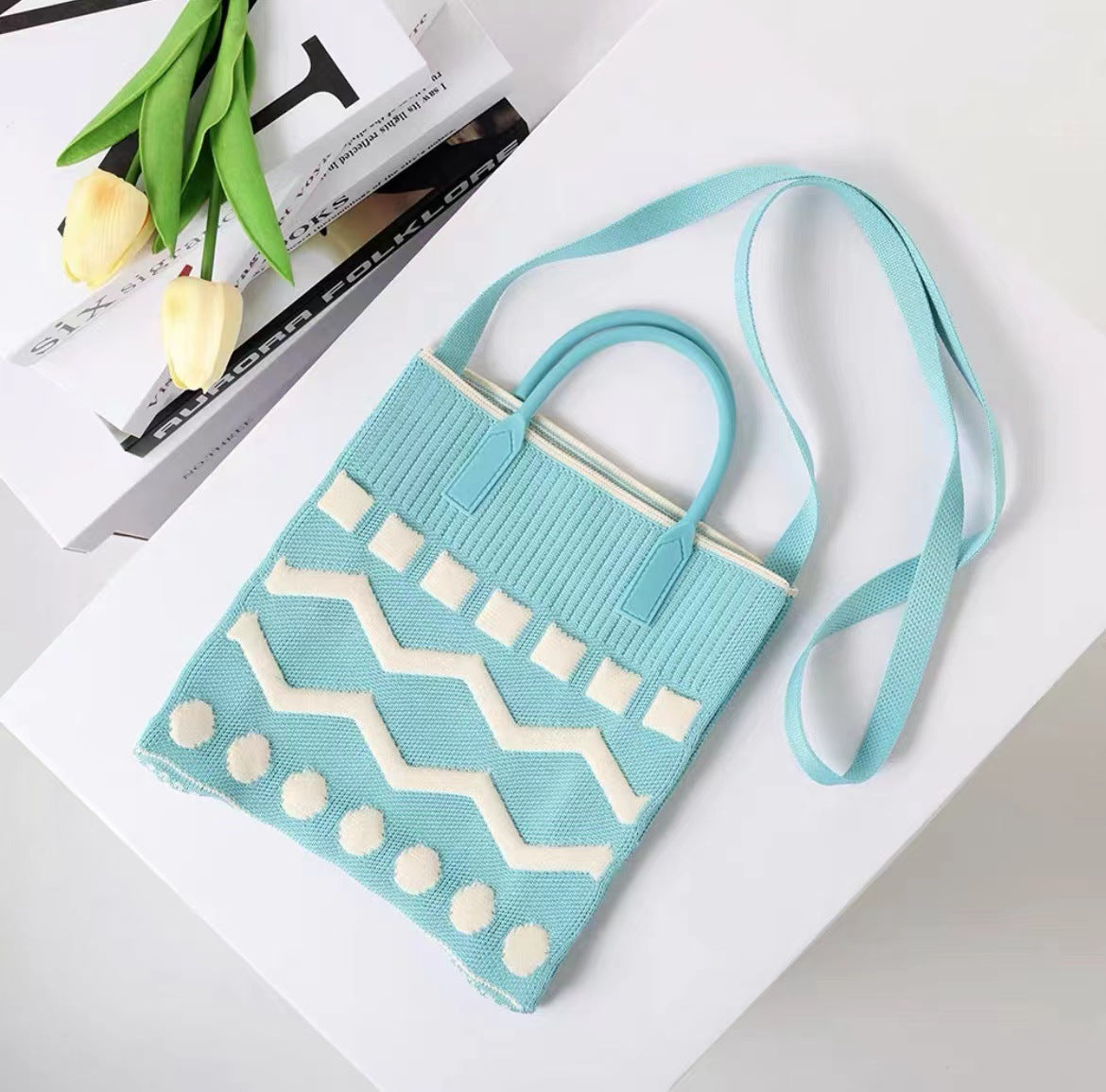 Korean Style Contrast Color Silicone Knitted Crossbody Bags