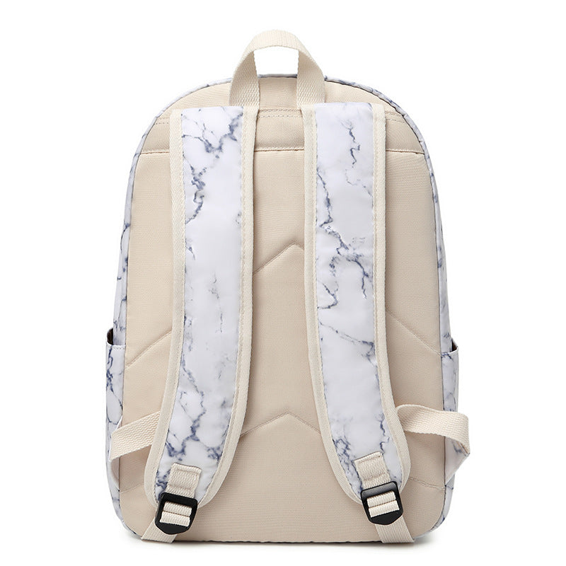 Women's Marbling Three-piece Large Capacity Waterproof For Backpacks