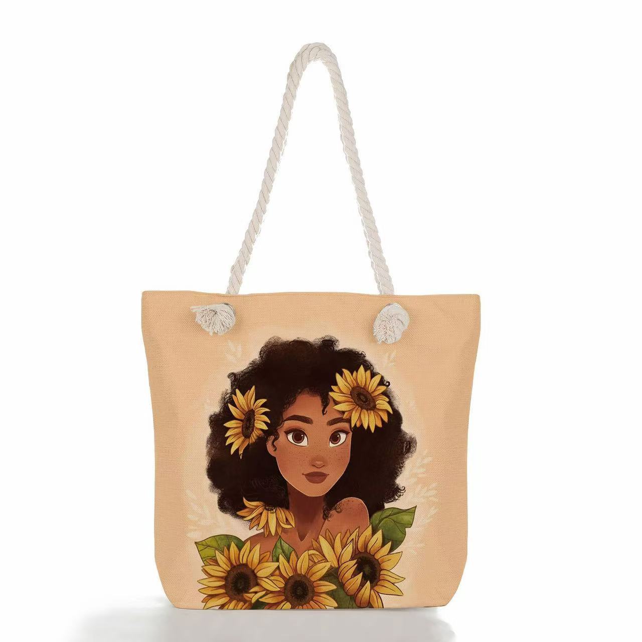 Women's Matching Portable Shopping Creative Woman Printing Thick Tote Bags