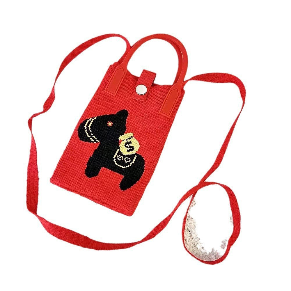 Women's Cat Mini Cute Lightweight Four Knitted Shoulder Bags