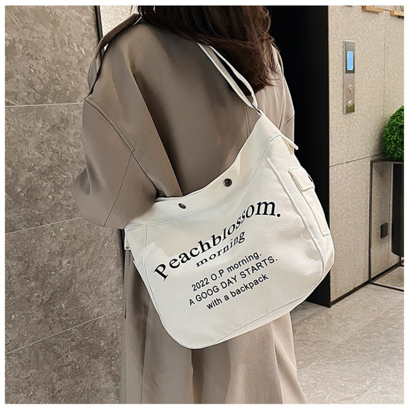 Trendy Simple Fashion Letters Canvas Female Bags