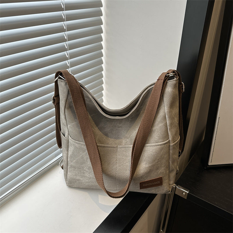 Women's Denim Solid Color Large Capacity Commuter Shoulder Bags