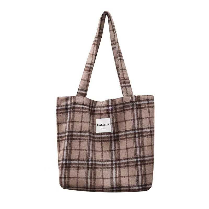 Women's Woolen Fashion Plaid Leopard Print Big Armpit Bags