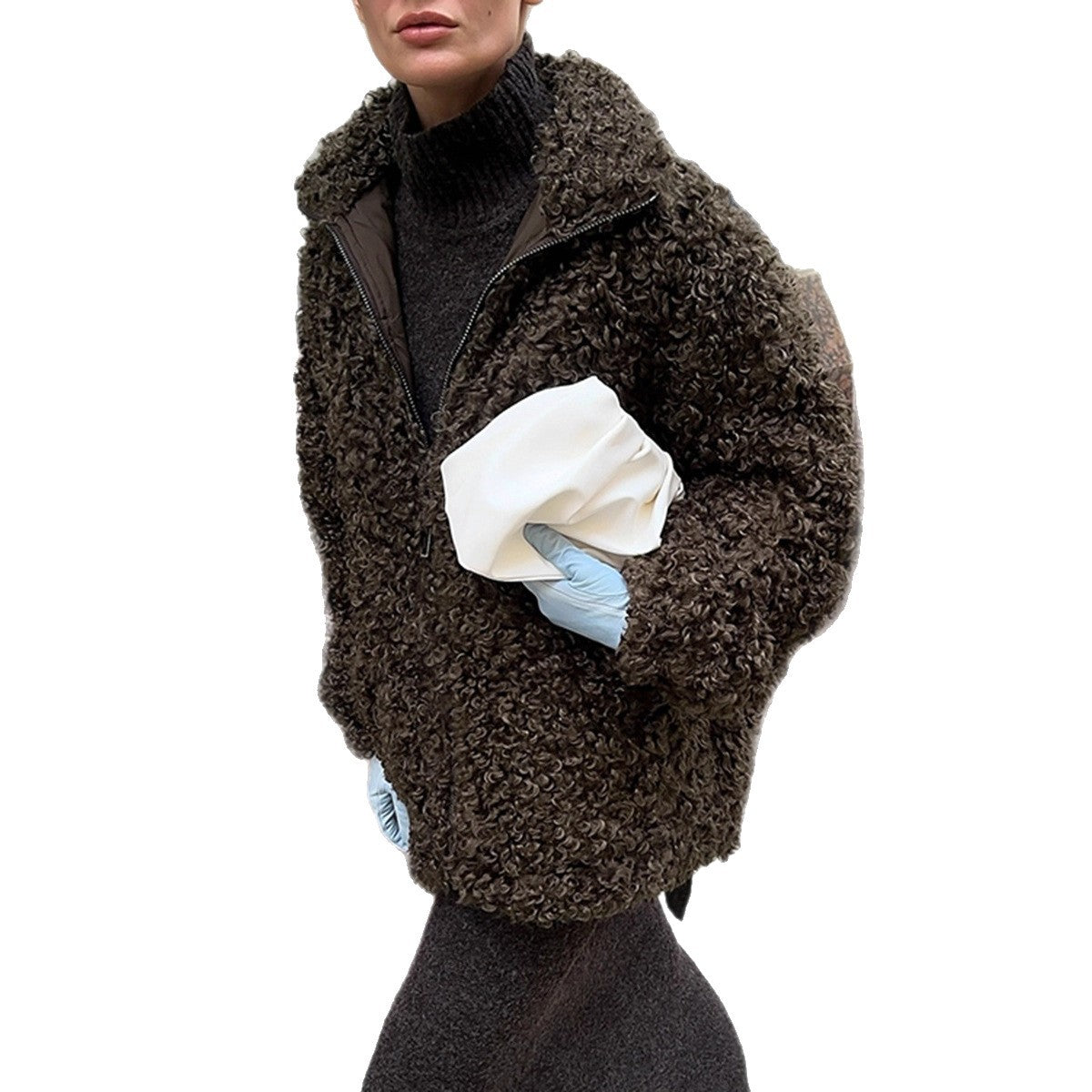 Women's Brown Faux Fur Winter Old Money Coats