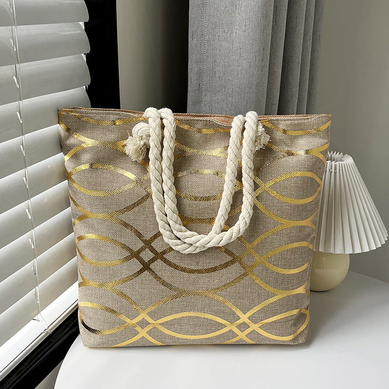 Women's Linen Hot Printed Pattern Large Capacity Shoulder Bags