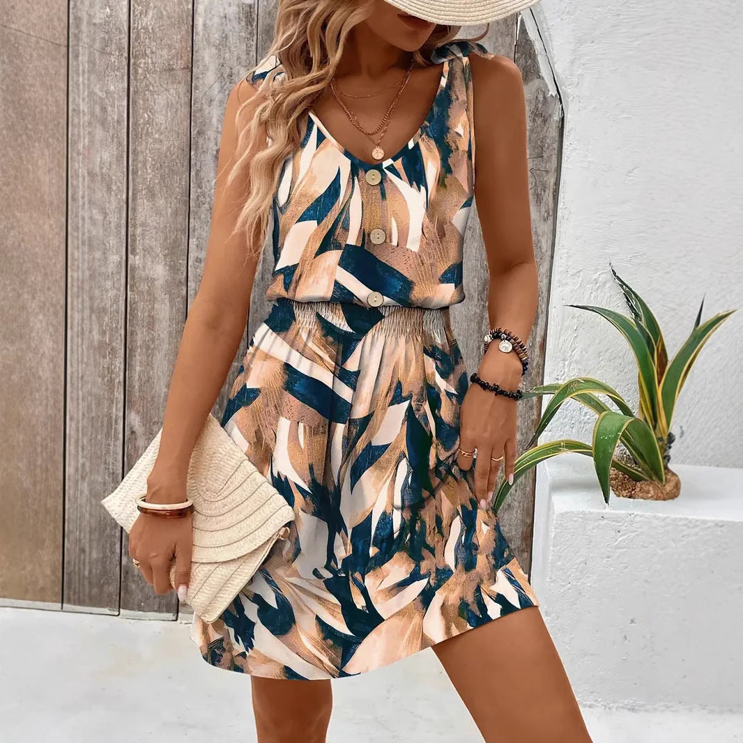 Women's Geometric Printed Summer Style Fashionable For Vests