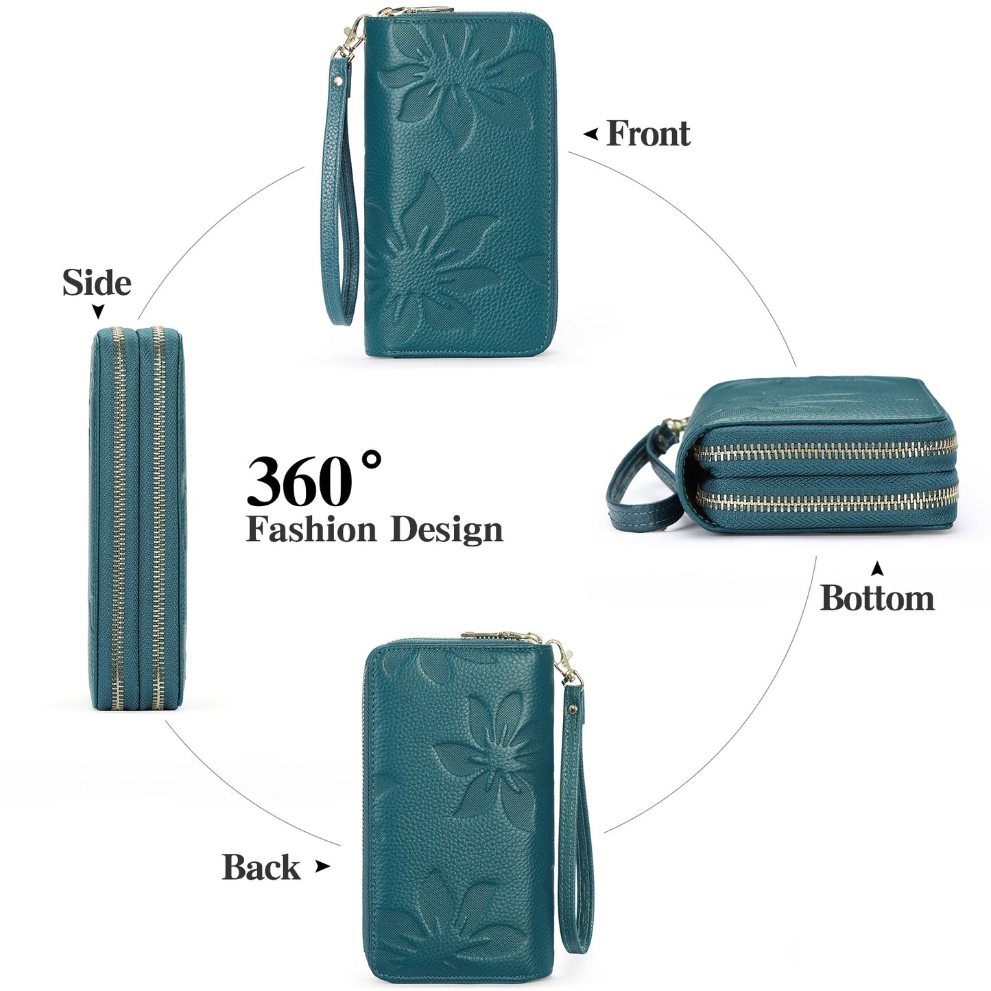 Women's Leather Large Capacity Long Top Layer Ladies Wallets