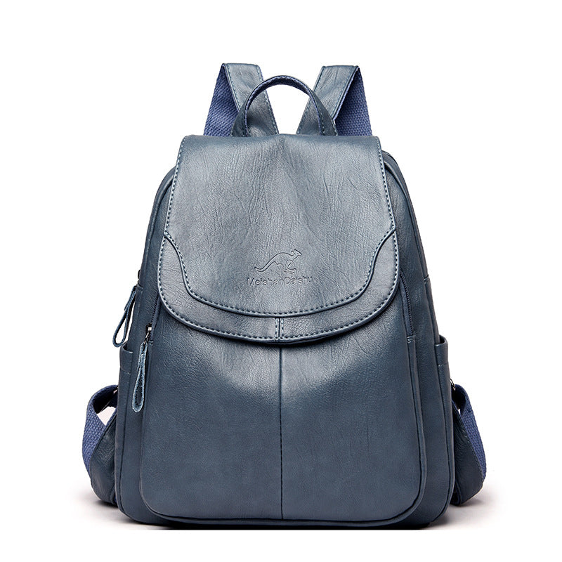 Women's Korean Fashionable Soft Leather Pattern Colorful Backpacks