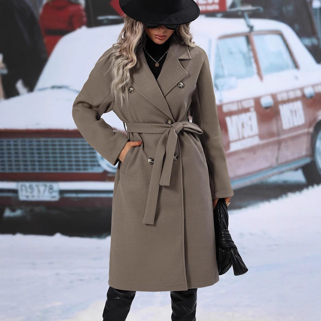 Women's Beautiful Woolen Double Breasted Outerwear Coats